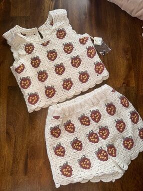 Rylee + Cru Crochet Strawberry Matching Set